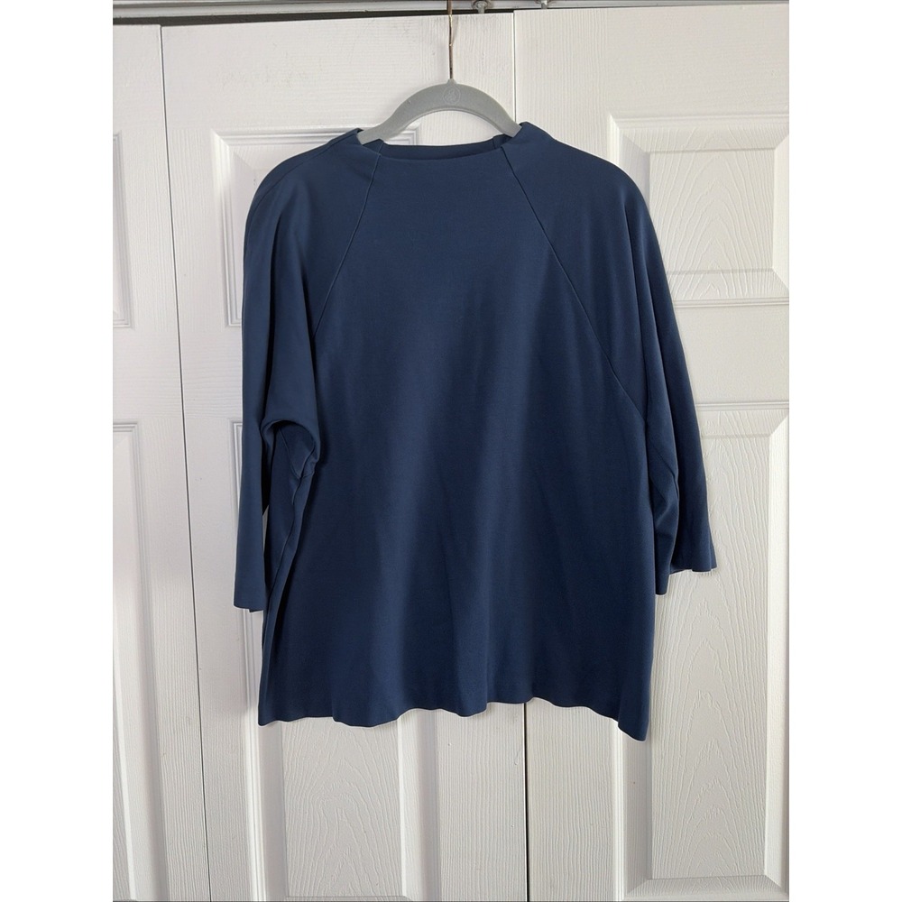 J. Jill Ponte Raglan Top Womens Size L Blue Boat Neck 3/4 Sleeve Viscose Knit